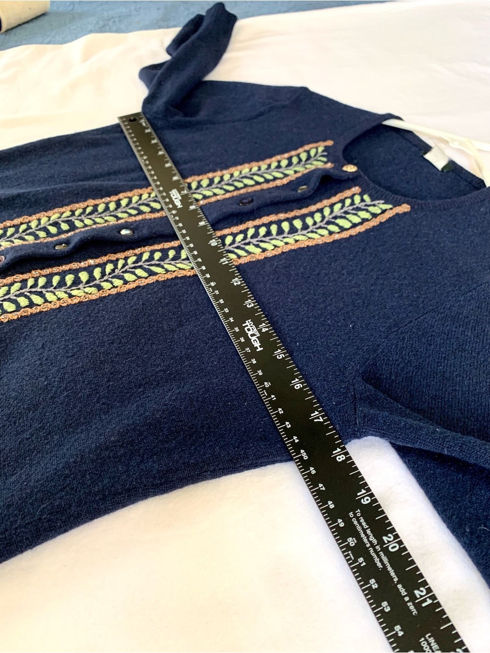 J. Crew Jackie 3/4 Sleeve Embroidered Cardigan. Medium - Picture 7 of 7